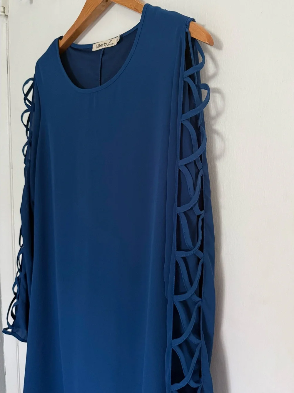 Liberty Love Blue Open Criss Cross Sleeve Dress